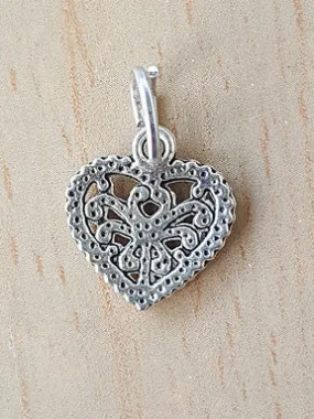 White Metal Heart Charm