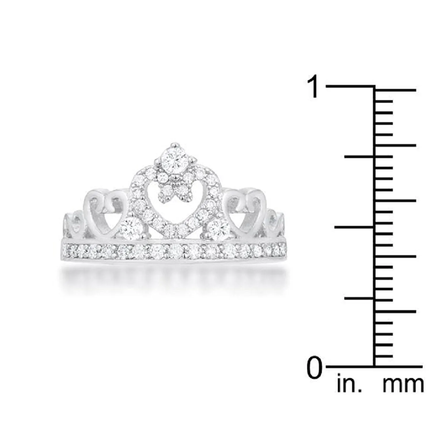 WildKlass Aurora 0.34ct CZ Rhodium Plated Heart Crown Ring