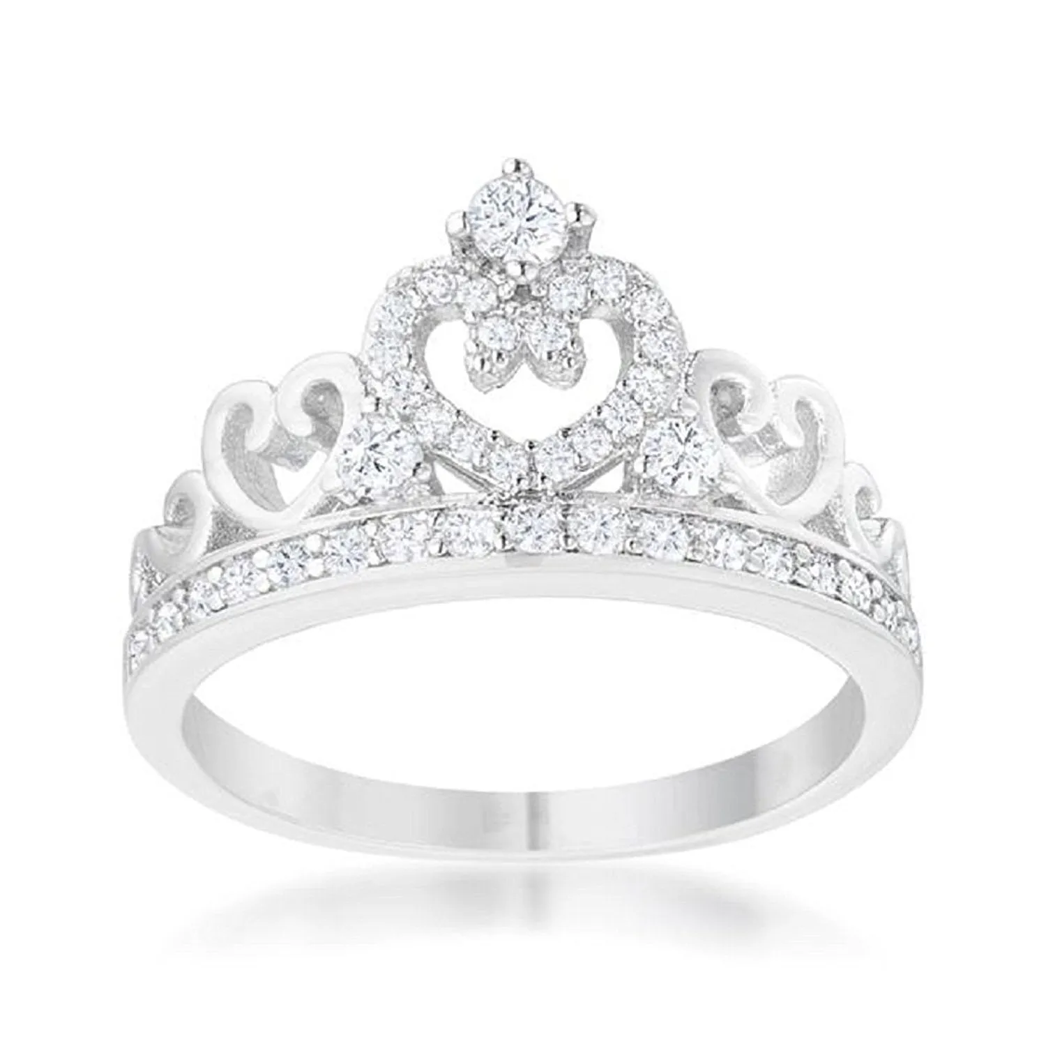 WildKlass Aurora 0.34ct CZ Rhodium Plated Heart Crown Ring