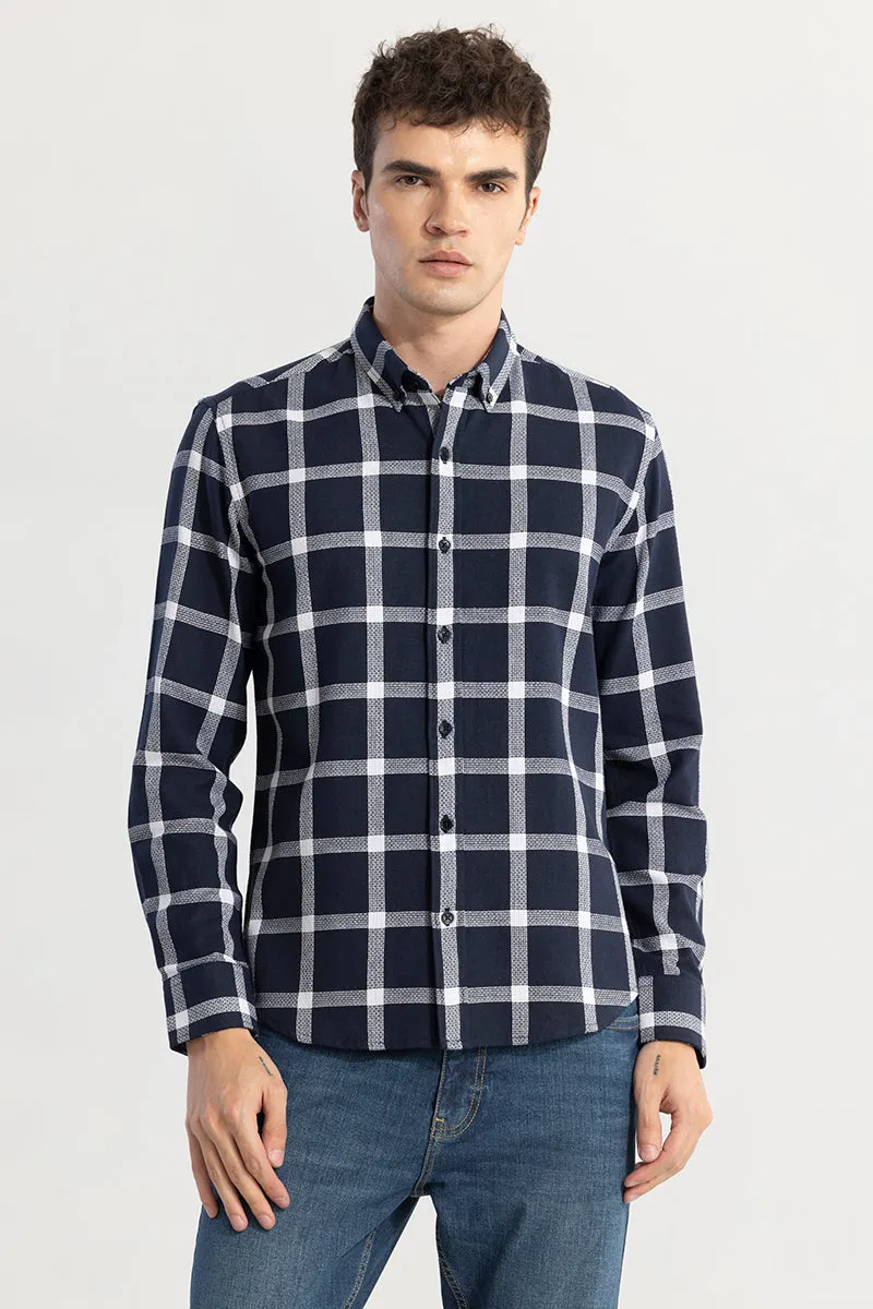 Window Block Navy Checks Shirt