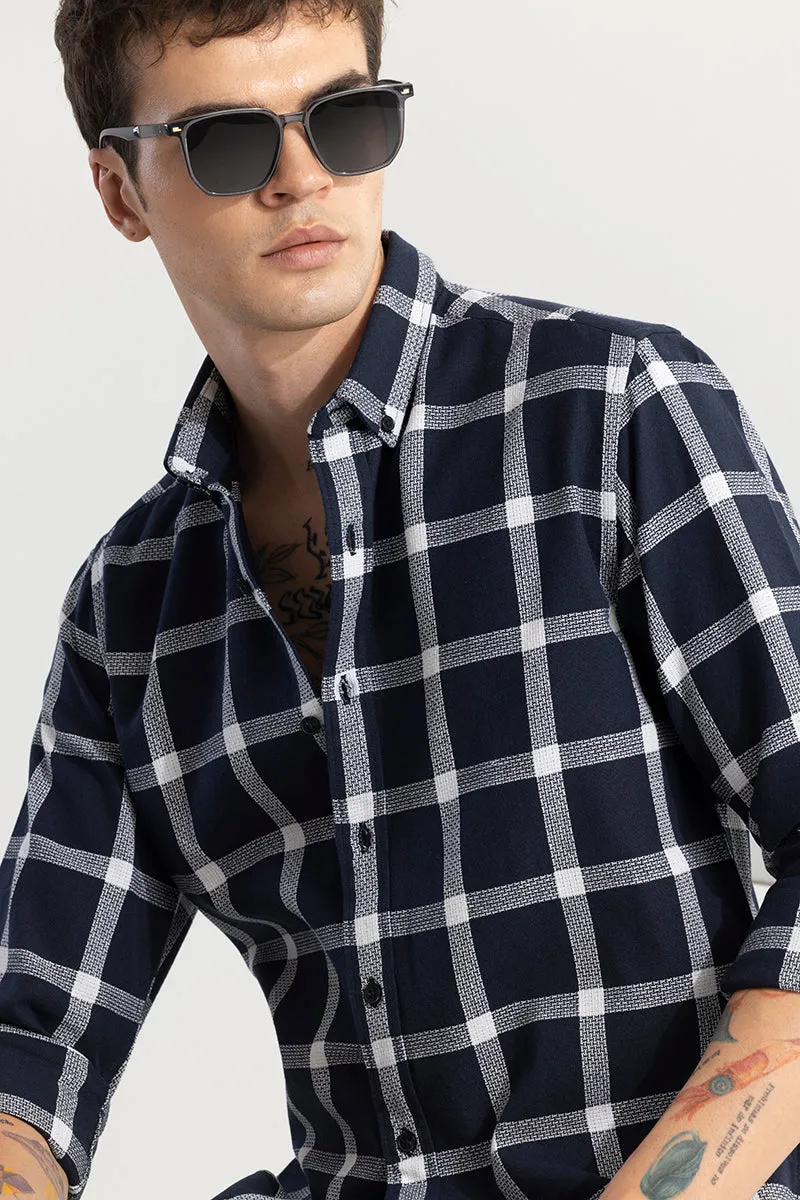 Window Block Navy Checks Shirt