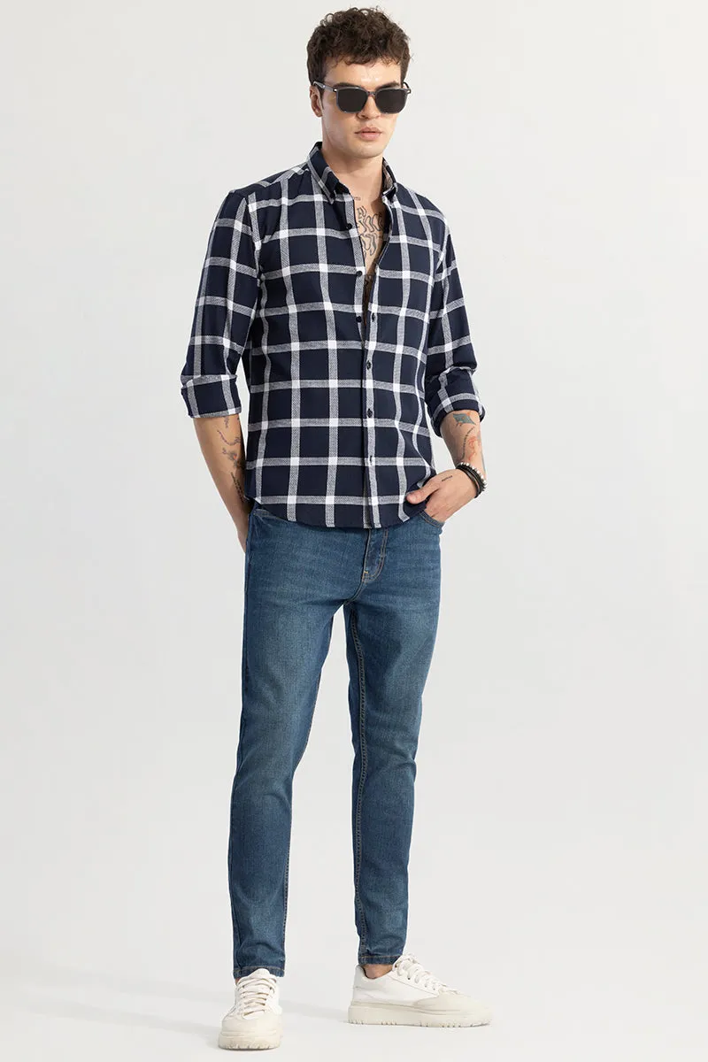 Window Block Navy Checks Shirt