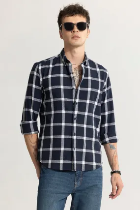 Window Block Navy Checks Shirt