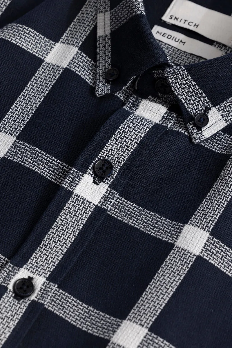 Window Block Navy Checks Shirt