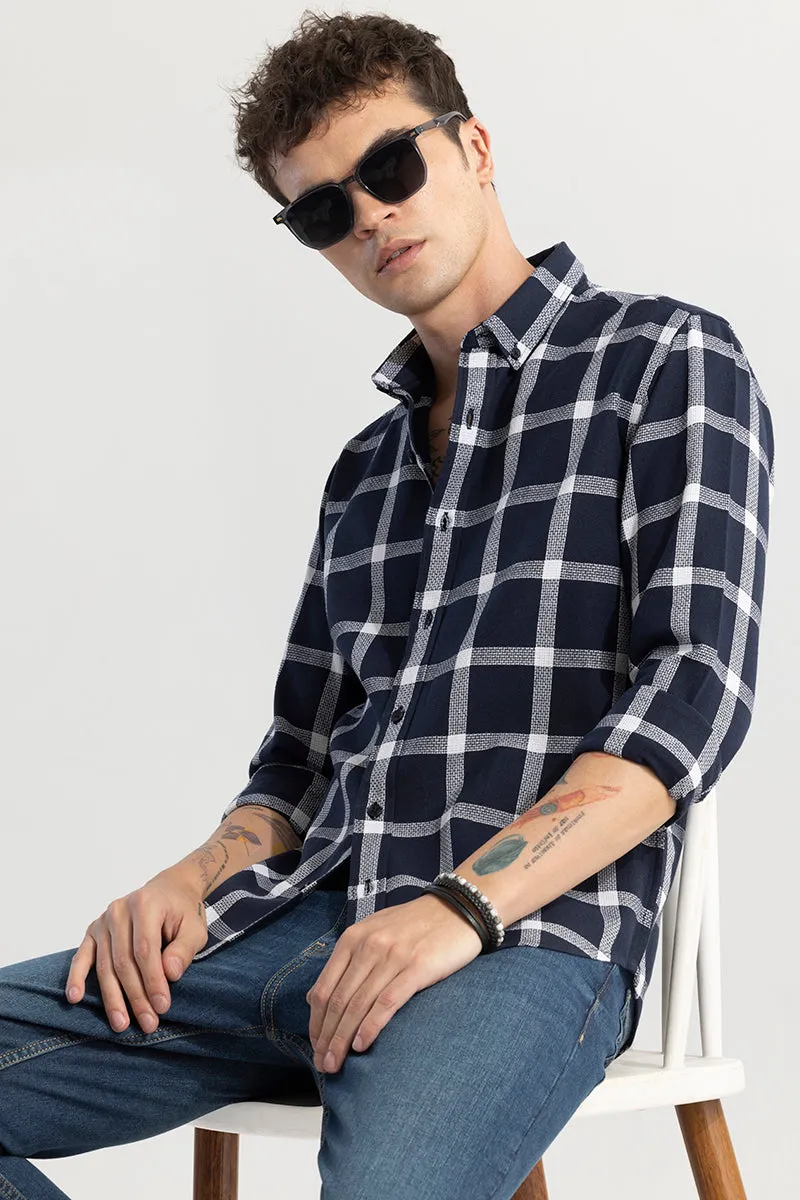 Window Block Navy Checks Shirt