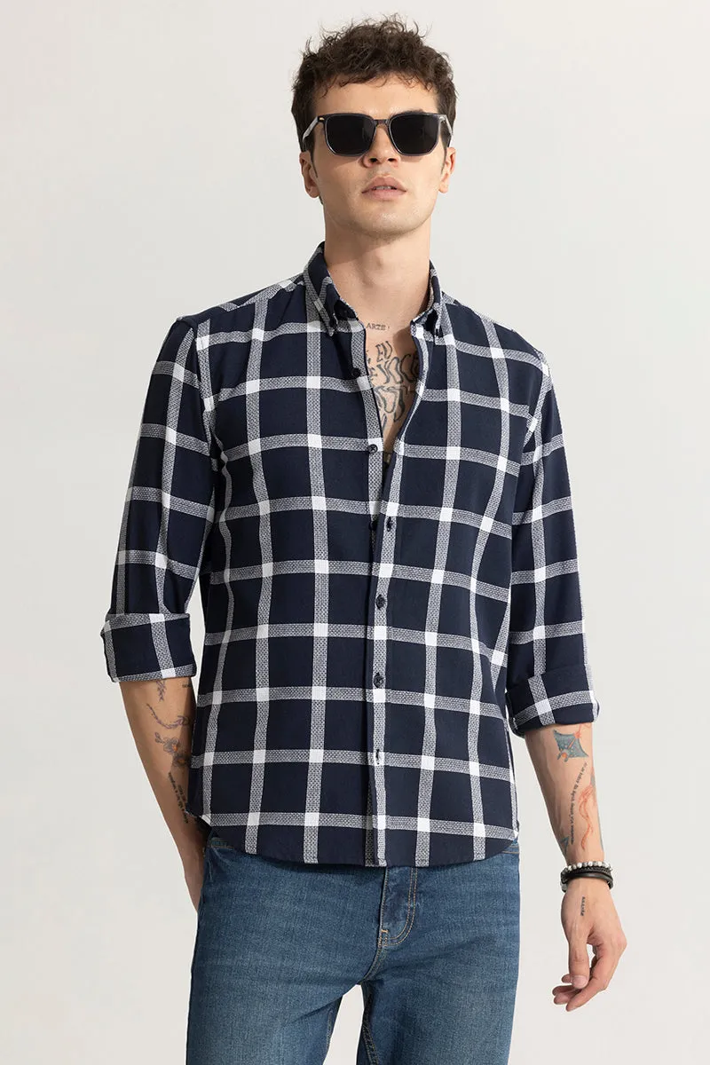 Window Block Navy Checks Shirt