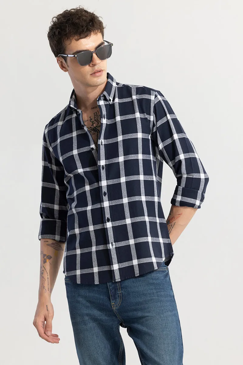 Window Block Navy Checks Shirt